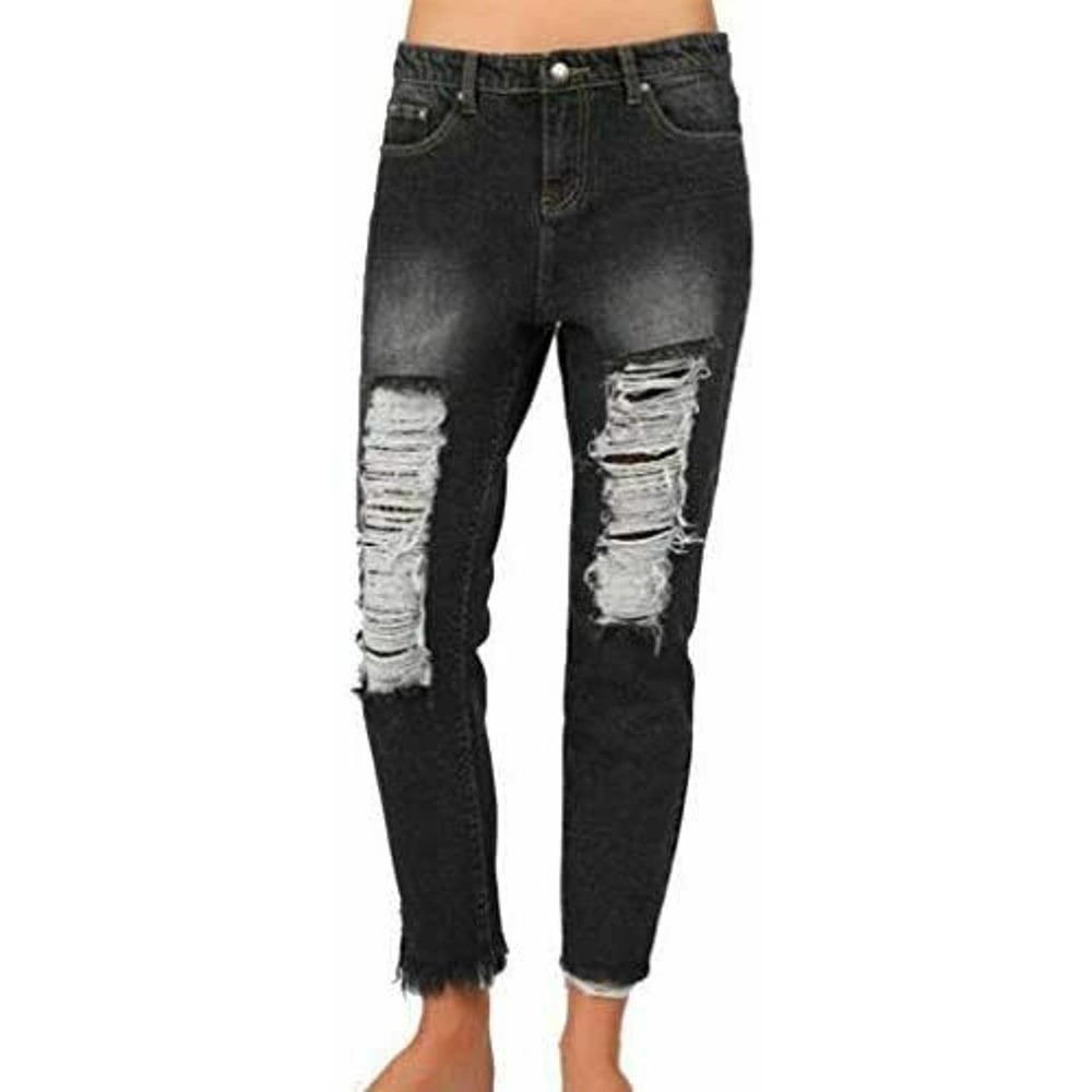 Pol Black Denim Crop Ankle Jeans Distressed‎ Size Medium